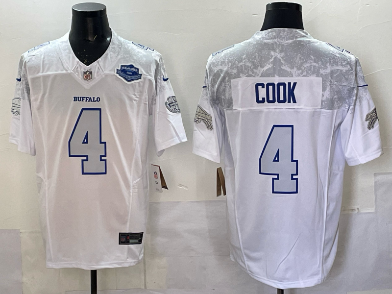 Men Buffalo Bills 4 Cook Nike White 2025 Rivalries Collection Limited NFL Jersey 004